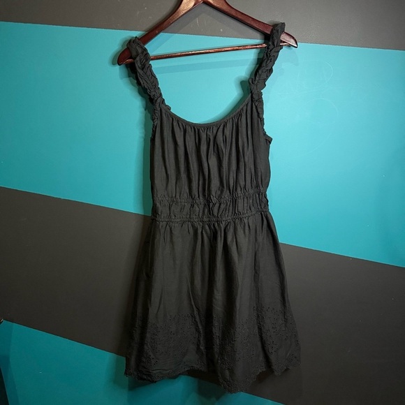 Old Navy Black Ruched Mini Sundress cotton blend - Picture 4 of 13